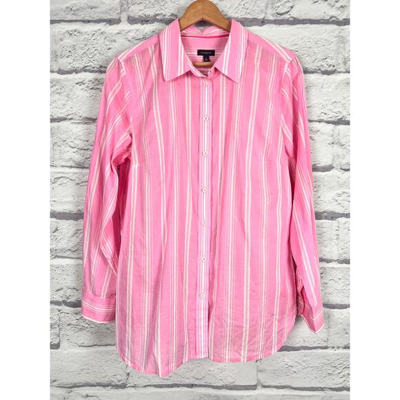 Talbots Womens M Preppy Coastal Old Money Classic Office Striped Button Up Shirt - Picture 3 of 9